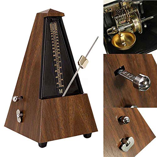 Metrónomo mecánico de madera antigua vintage temporizador de música clásica de madera estilo pirámide para piano violín guitarra