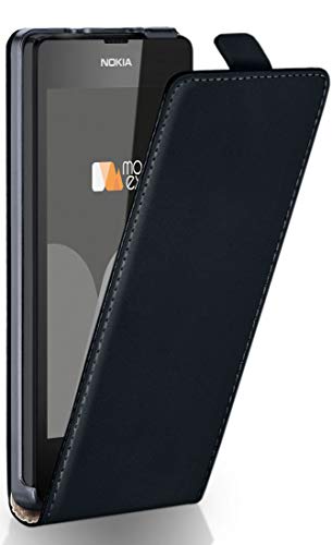 MoEx Funda abatible + Cierre magnético Compatible con Nokia Lumia 520/525 | Piel sintética, Noir