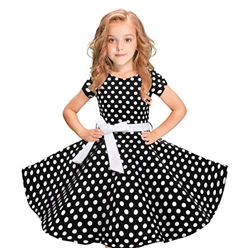Moneycom - Vestido de verano para niña - Ideal para todo tipo de ocasiones - Diseño de topos Negro 8-10 Años Moneycom - Vestido de verano para niña - Ideal para todo tipo de ocasiones - Diseño de topos Negro 8-10 Años