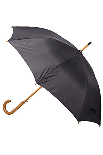 Mountain Warehouse Paraguas clásico - llano - paraguas adicional del patio de la protección, paraguas con estilo del sol, peso ligero, paraguas de madera curvado Negro Talla única