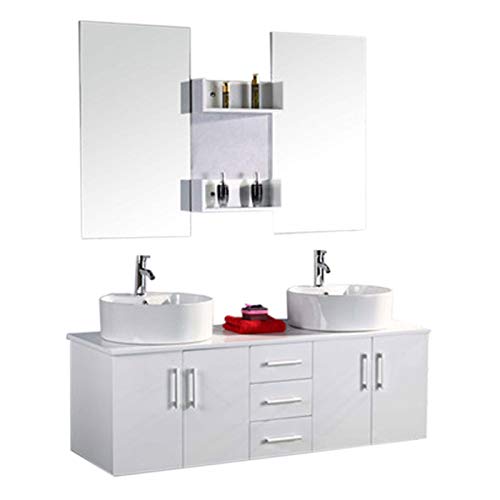 Muebles para baño para cuarto de baño con espejo baño 150 cm grifos incluido mueble + 2 espejos + repisas + grifería + fregaderos