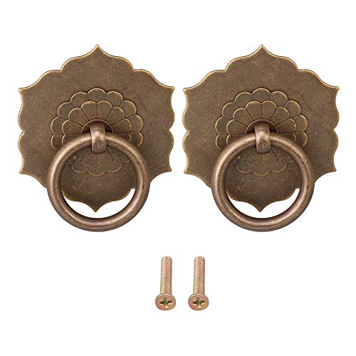 Mxfans 2 tiradores de bronce para cajón, arandela, arandela, 3,5 cm, mango de latón