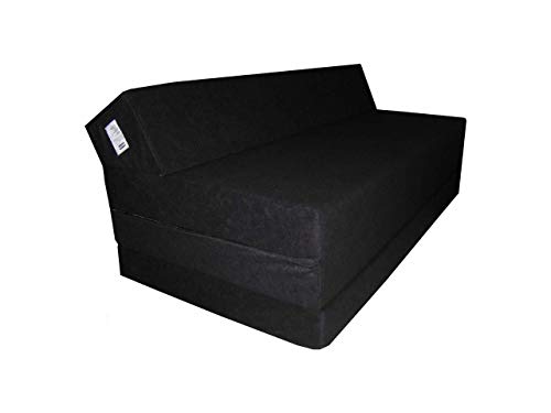 Natalia Spzoo Colchón plegable cama de invitados forma de sillón sofá de espuma 200 x 120 cm (Negro 0001)