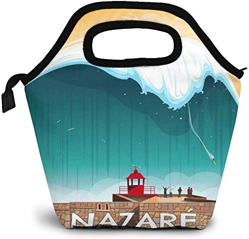 Nazarà Portugal Vintage Surf Poster Art Insulated Lunch Bag Custom Bento Box Picnic Cooler Bolso portátil Lunch Tote Bag para mujeres, niñas, hombres, niño Nazarà Portugal Vintage Surf Poster Art Insulated Lunch Bag Custom Bento Box Picnic Cooler Bolso portátil Lunch Tote Bag para mujeres, niñas, hombres, niño
