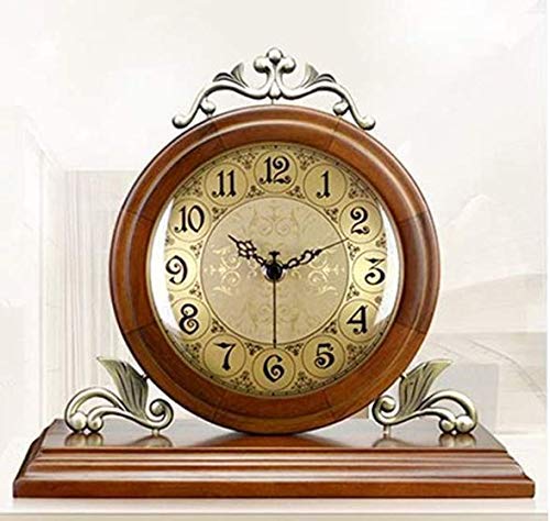 NDYD Relojes de Madera de Pino Retro Reloj con Bisel de Color de Madera, Superficie de Madera de Reloj de Reloj de Madera y números de Bronce - DSB