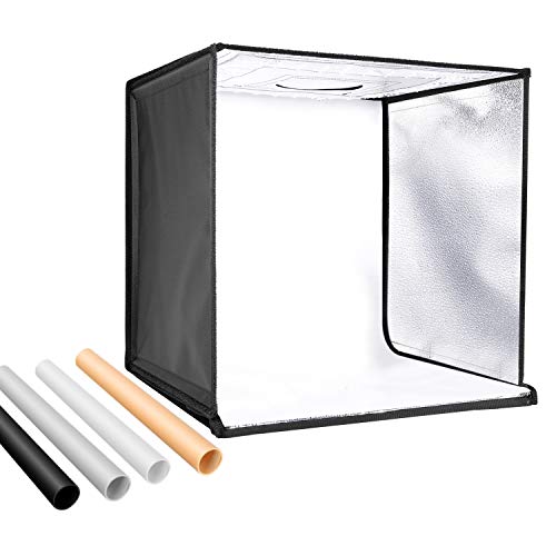 Neewer Bi-Color Regulable 3200K-5600K Caja Luz Estudio Fotográfico 50cm Tienda Luz Disparo Carpa Plegable Portátil Profesional Mesa Sobremesa Kit Iluminación 120 Luces LED 4 Fondos Color