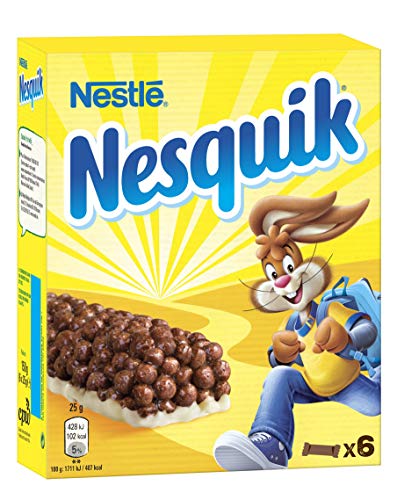Nestlé Nesquik Barritas de Cereales con Cacao, Pack de 6 x 25g