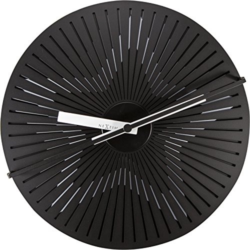 Nextime 3129 Quartz Wall Clock Círculo Negro - Reloj de Pared (D, Negro, Metal, 30 cm)