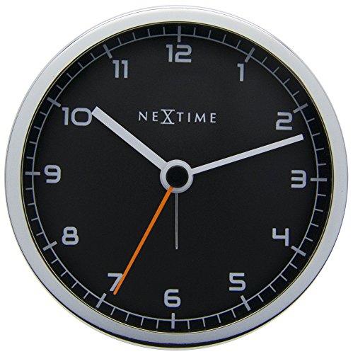 Nextime Company Alarm Reloj de Pared, Metal, Negro, 9 x 7.5 x 9 cm