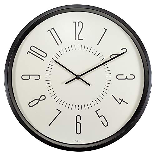 Nextime Reloj de Pared – Ø 35cm Metal & Vidrio-Blanco 'Luminoso', Multicolor