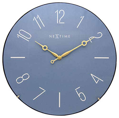NeXtime Reloj de pared "TRENDY DOME", muy silencioso, redondo, azul, ø 35 cm