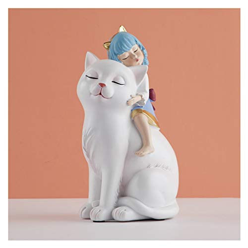 NYKK Ornamento de Escritorio Estilo del Gato Creativo luz de Lujo Linda Muchacha de la joyería del corazón cumpleaños Sala Mesa de Regalos artesanías decoración (Color : B)