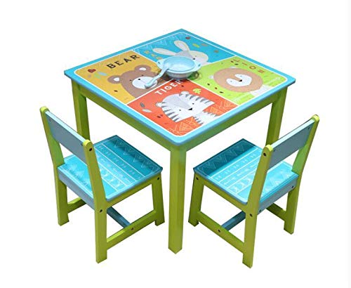 ODT Juego de mesa y sillas para niños, mesa de madera, 1 mesa, 2 sillas, 1 mesa y 2 sillas "4 animales" ODT Juego de mesa y sillas para niños, mesa de madera, 1 mesa, 2 sillas, 1 mesa y 2 sillas "4 animales"