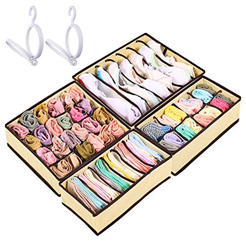 Organizador de Ropa Interior, 2 Sombrero Rack y Armario Plegable cajón Divisor 4 Juegos, para Ropa Interior Calcetines Bufandas Sujetador Pañuelos Interior Organizadores de cajones Organizador de Ropa Interior, 2 Sombrero Rack y Armario Plegable cajón Divisor 4 Juegos, para Ropa Interior Calcetines Bufandas Sujetador Pañuelos Interior Organizadores de cajones