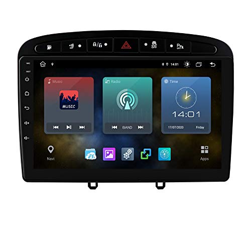 Ossuret Android 10 Car Radio estéreo con Pantalla táctil de 9 Pulgadas 1080P Compatible con Peugeot 308 308S 408 2012-2020 Soporte de Control del Volante WiFi y cámara Trasera 4G