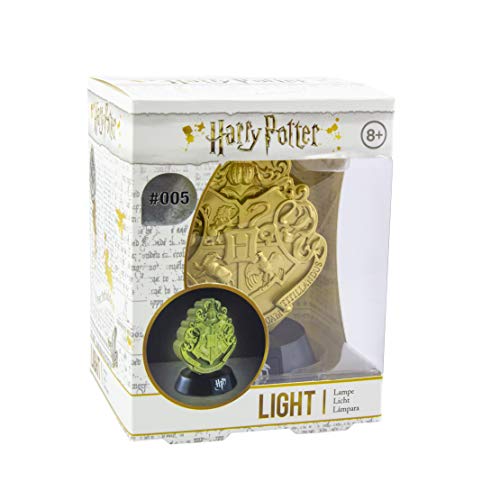 Paladone Hogwarts Crest Icon Light BDP | Inspirado en la serie Harry Potter | Luz nocturna ideal para dormitorios de niños, oficina y hogar | Pop Culture Lighting Merchandise, dorado