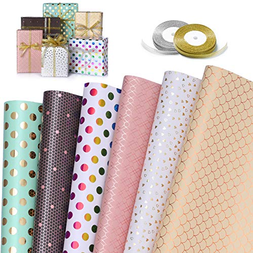 Papel de Regalo, GuKKK 6 Hojas Papel Para Envolver Regalos + 2 Rollo de Cinta, Niños Niñas Cumpleaños Papel Regalo, para Navidad, Cumpleaños, San Valentín, Día De Fiesta, Baby Shower(70 x 50cm) Papel de Regalo, GuKKK 6 Hojas Papel Para Envolver Regalos + 2 Rollo de Cinta, Niños Niñas Cumpleaños Papel Regalo, para Navidad, Cumpleaños, San Valentín, Día De Fiesta, Baby Shower(70 x 50cm)