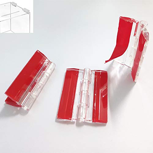 Paquete de 3 bisagras de plástico transparente de 45 mm para piano continuo, autoadhesivas, aptas para cajas transparentes, expositores, etc.