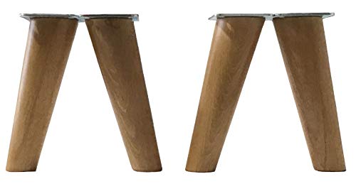 patas para muebles de madera. Patas inclinadas cónicas con placa de montaje ya instalada patas de madera para sofas mesitas armarios 15 cm alto (Roble)