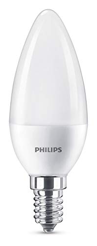 Philips bombilla LED vela mate casquillo fino E14, 7 W equivalentes a 60 W en incandescencia, 830 lúmenes, luz blanca fría