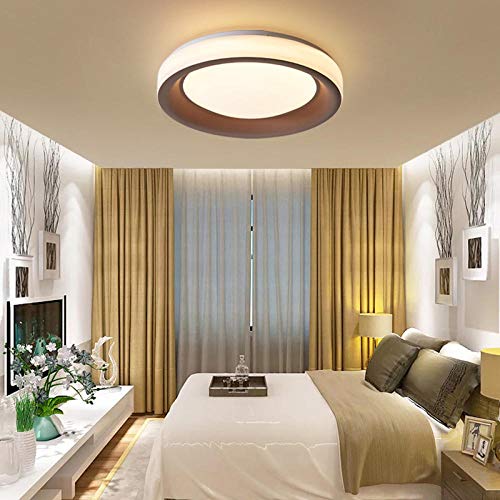 Plafón LED, lámpara de dormitorio redonda, para comedor habitación de niños, 36w marrón, atenuación bicolor