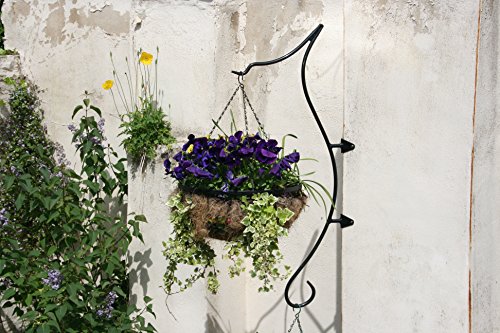 Plant Brackets Outdoor. X2 Soportes para Cesta Colgantes, Diseño esquinero único, exhibiendo 2 cestas, Color Negro y con un Acabado con Recubrimiento de Polvo Duradero