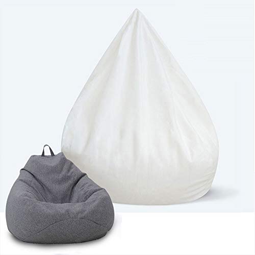 Puff Sofás Cubierta Sillas Sin Relleno Forro Interior de Puff Sofas Interior para Bean Bag para Envolver el Relleno Sin Limpiar con Tres Tamaño Fácil Limpieza (Blanco 1Pcs, 70*80cm)
