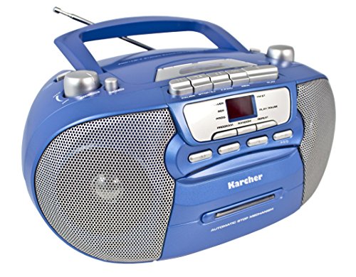 Radio CD portátil Karcher RR 5040 Oberon (radio AM/FM, CD, casete, AUX-In, funcionamiento con red/batería) azul-metálico
