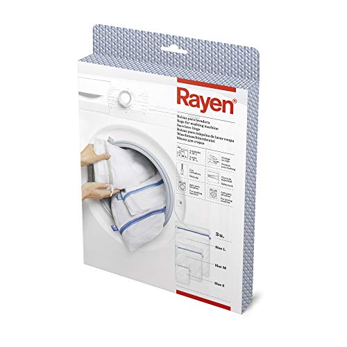 Rayen Lavadora y Secadora lavandería con Cremallera | Bolsa Protectora Reutilizable para el Lavado de Ropa | Tres Medidas Diferentes, Blanco, 70 X 50 Cm