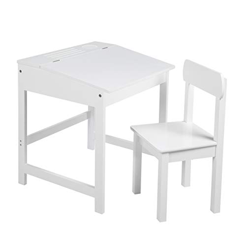 Roba - Atril escolar con silla, mesa de escritorio infantil, juego de silla, soporte con tablero plegable con amortiguadores para niños y niñas, con ranuras fresadas para colocar lápices