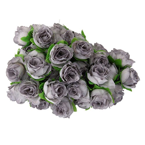 ROSENICE 50 rosas artificiales para decoración de bodas (gris)