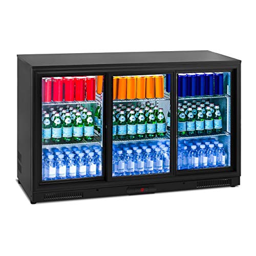 Royal Catering RCGK-318C Nevera Expositora de Bebidas Frigorifico Minibar Nevera para Bebidas Botellas Refrigerador (323 L, 2–10 °C, 220 W, 53x133,5x83,5 cm) Negro