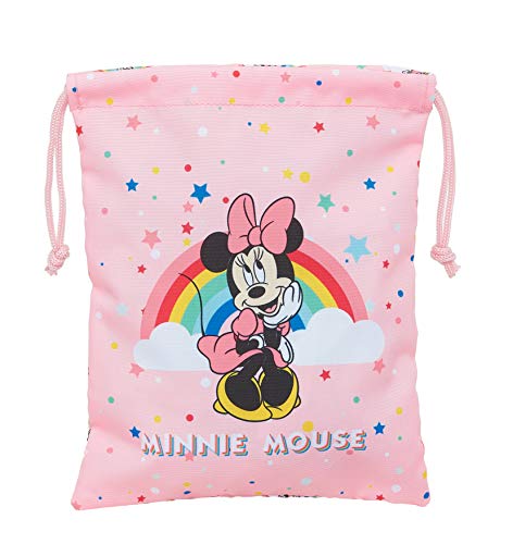 safta Saquito Merienda Lunch Bag de Minnie Mouse Rainbow, 200x250mm