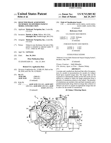 Selected image acquisition technique to optimize patient model construction: United States Patent 9713505 (English Edition)