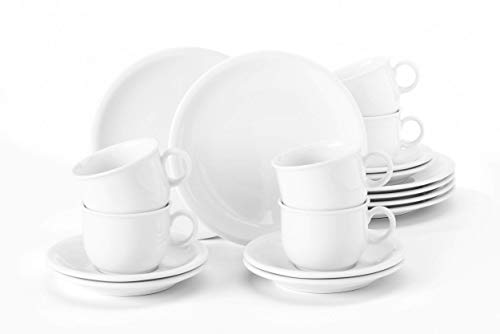 Seltmann Weiden servicio de café 18 piezas | Set para 6 personas | Serie Compact blanco | servicio incluye cada 6 plato de desayuno, taza de café, platillo de café