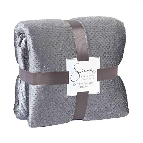 Sienna - Colcha Terciopelo, Brillante, Suave, de 150 x 200 cm, Color Gris Plateado Sienna - Colcha Terciopelo, Brillante, Suave, de 150 x 200 cm, Color Gris Plateado