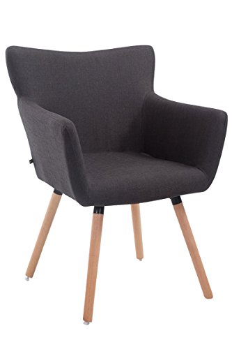 Silla De Salón Antwerpen Tapizada En Tela I Butaca con Reposabrazos & Base De Madera I Silla De Comedor Estilo Escandinavo I Color:, Color:Gris Oscuro, Color del Marco:Natura