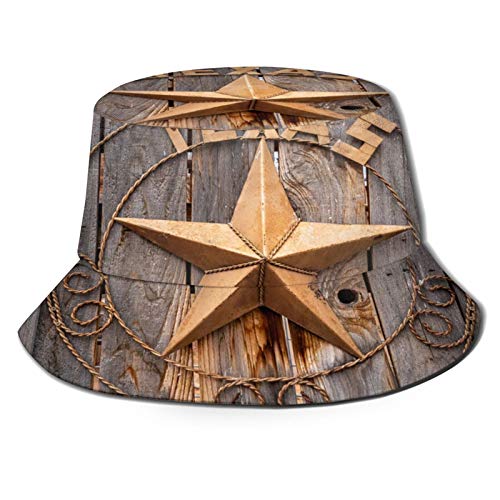 Sombrero de Pescador Unisex Viejo Cartel de la Estrella de Texas en la Valla de Madera Cerca de Moab, Utah, EE. Plegable De Sol/UV Gorra Protección para Playa Viaje Senderismo Camping