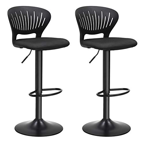 SONGMICS 2 x Taburetes de Bar, Altura Ajustable, Respaldo en Forma de Corona, Asiento Acolchado, Reposapiés, Tejido de Malla Transpirable, Giratorio de 360°, Negro LJB04BK SONGMICS 2 x Taburetes de Bar, Altura Ajustable, Respaldo en Forma de Corona, Asiento Acolchado, Reposapiés, Tejido de Malla Transpirable, Giratorio de 360°, Negro LJB04BK