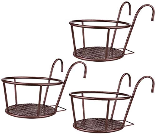 Soporte para Plantas Estante para macetas (3pcs) Soporte de Flores de barandilla, Hierro Forjado Pote de Flores Redondo Redondeo (□ 6.5cm) Gancho, Adecuado para Balcón/Pote de Flores de barandilla (