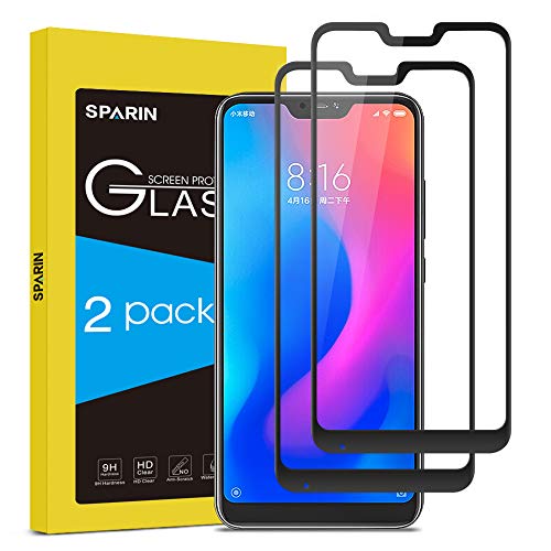 SPARIN [2-Pack Cristal Templado Xiaomi Mi A2 Lite, Full-Cover Protector Pantalla Xiaomi Mi A2 Lite[Sin Burbujas] [Anti-Arañazos] [Dureza 9H] [Anti-Huella] [Ajuste Vridrio Templado