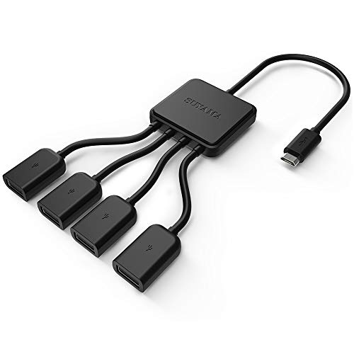 suyama Micro USB HUB Splitter, 4-Ports OTG Host Cable Cord USB 2.0 Adaptador para TV Cube, Raspberry Pi 2 3 Pi Zero Android Smart Phone Tablet Samsung