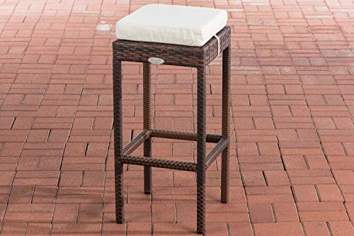 Taburete Outdoor Alia con Estructura De Poliratán I Taburete con Cojín De Tela Incluido I Taburete De Terraza con Reposapiés I Color:, Color:marrón mezclillado, Color del cojin:Blanco Beige Taburete Outdoor Alia con Estructura De Poliratán I Taburete con Cojín De Tela Incluido I Taburete De Terraza con Reposapiés I Color:, Color:marrón mezclillado, Color del cojin:Blanco Beige