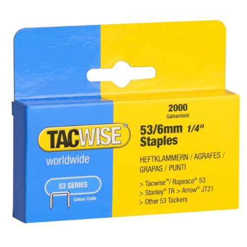 Tacwise 0334 Grapas Galvanizadas de tipo 53/6 mm - 2.000 Unidades, Negro, 6mm, Set de 2000 Piezas