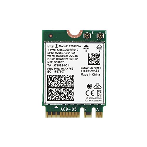 Tarjeta inalámbrica WiFi de 1730 Mbps Intel 9260NGW NGFF, alta velocidad, 2,4 G + 5 G doble banda 802.11ac WiFi Bluetooth 5.0 módulo tarjeta inalámbrica, soporte Linux/Chrome/Windows 10 Tarjeta inalámbrica WiFi de 1730 Mbps Intel 9260NGW NGFF, alta velocidad, 2,4 G + 5 G doble banda 802.11ac WiFi Bluetooth 5.0 módulo tarjeta inalámbrica, soporte Linux/Chrome/Windows 10