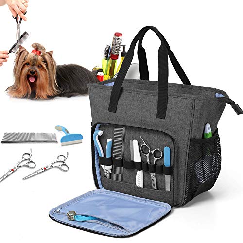 Teamoy Bolsa de Transporte para Suministros de Aseo para Perros, Bolsa de Aseo para Perro para peines, champús y Otros Productos de Aseo para Mascotas, Negro