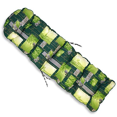 Tecnoweb - Cojín redondeado de repuesto para tumbona con reposapiés, muy acolchado, fondo de color verde con diseño de fantasía zen