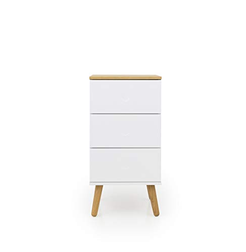 Tenzo 1652-454 Dot - Cómoda de 3 cajones, Madera de aglomerado chapada en Roble y Madera MDF lacada, 79 x 40 x 43 cm Tenzo 1652-454 Dot - Cómoda de 3 cajones, Madera de aglomerado chapada en Roble y Madera MDF lacada, 79 x 40 x 43 cm
