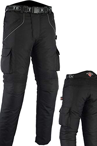 Texpeed Pantalones de motorista con protector - Impermeables - Negro - Todas las tallas - W42 L32