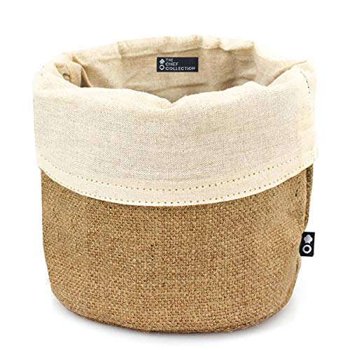 THE CHEF COLLECTION – Panera, cesta, bolsa para el pan, 100% algodón y yute natural, 14,0x14,0 cm.